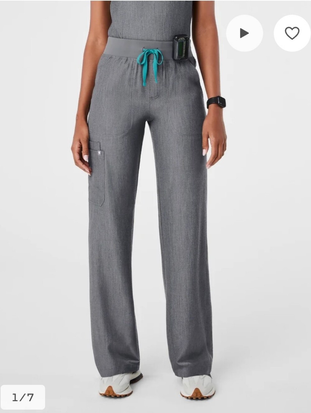FIGS Isabel High-Rise Wide-Leg Scrub Pant Graphite Large Tall Gray Grey